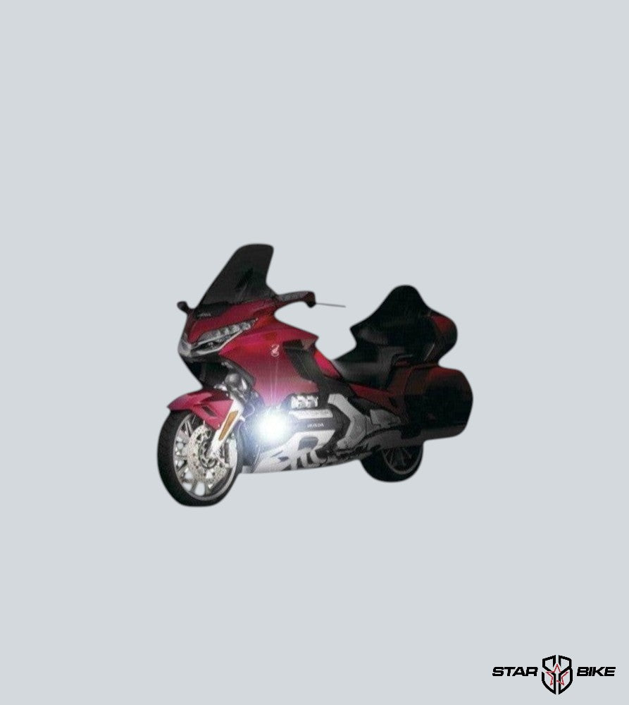 Star Bike red motorcycle fog light kit with DRL, 3 lighting modes for enhanced visibility.